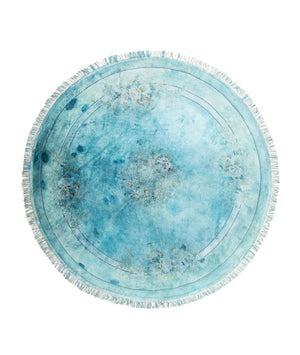 Alfombra de seda - Seda china redondo  - 187 x 187 cm - azul claro
