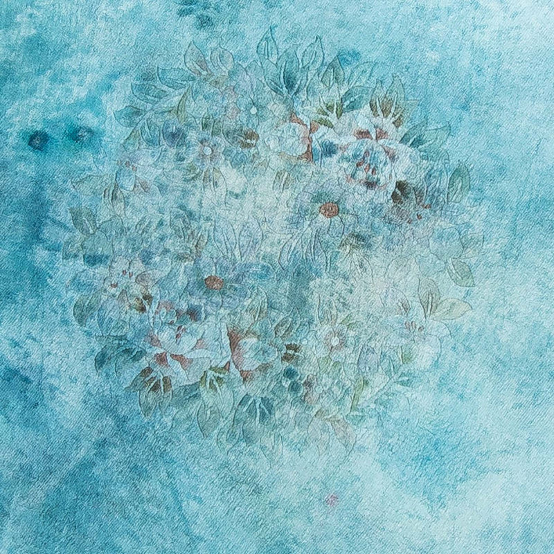Alfombra de seda - Seda china redondo  - 187 x 187 cm - azul claro