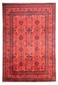 Alfombra afgana - Hatschlu - 290 x 200 cm - rojo
