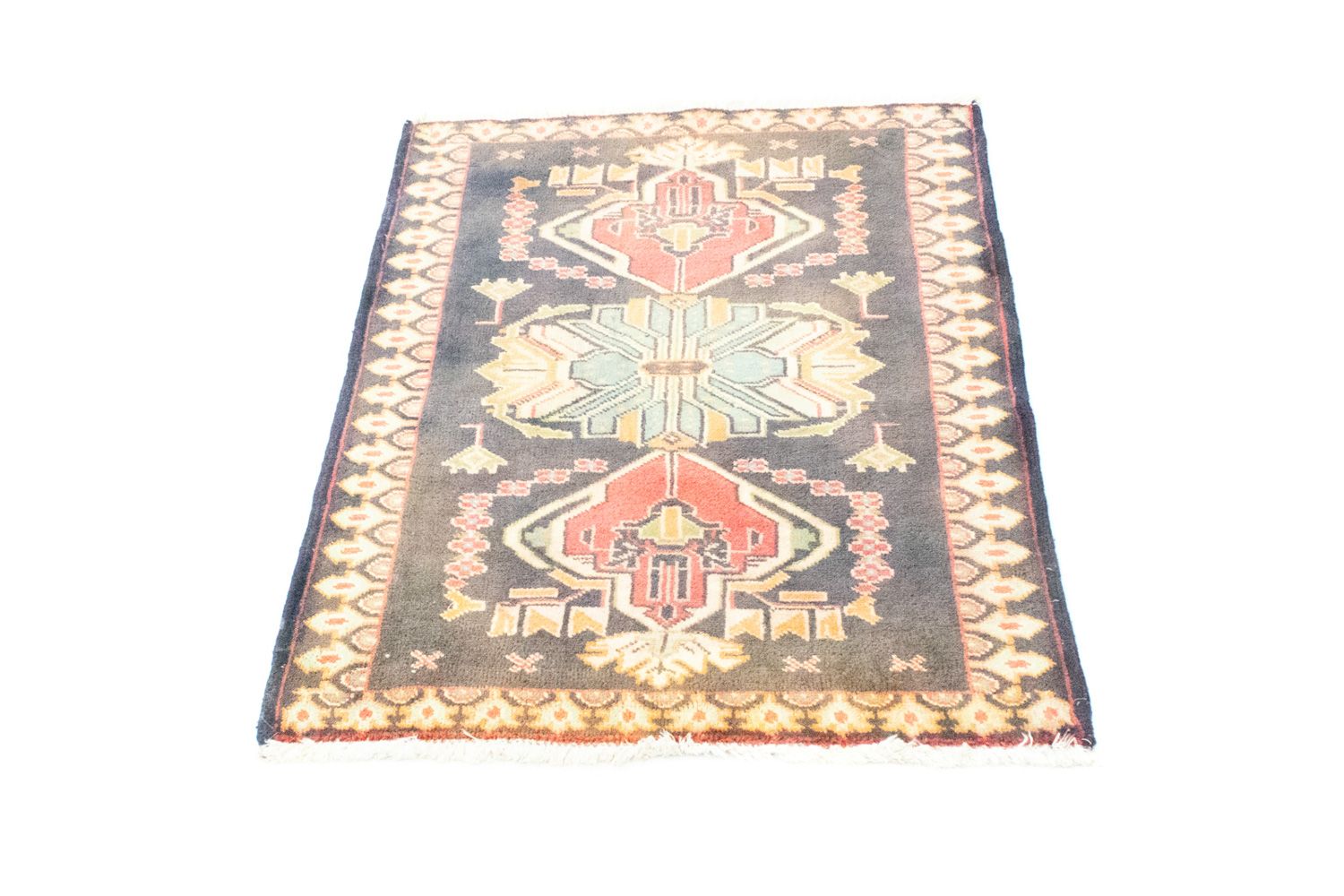 Alfombra Turkaman - 87 x 67 cm - azul oscuro