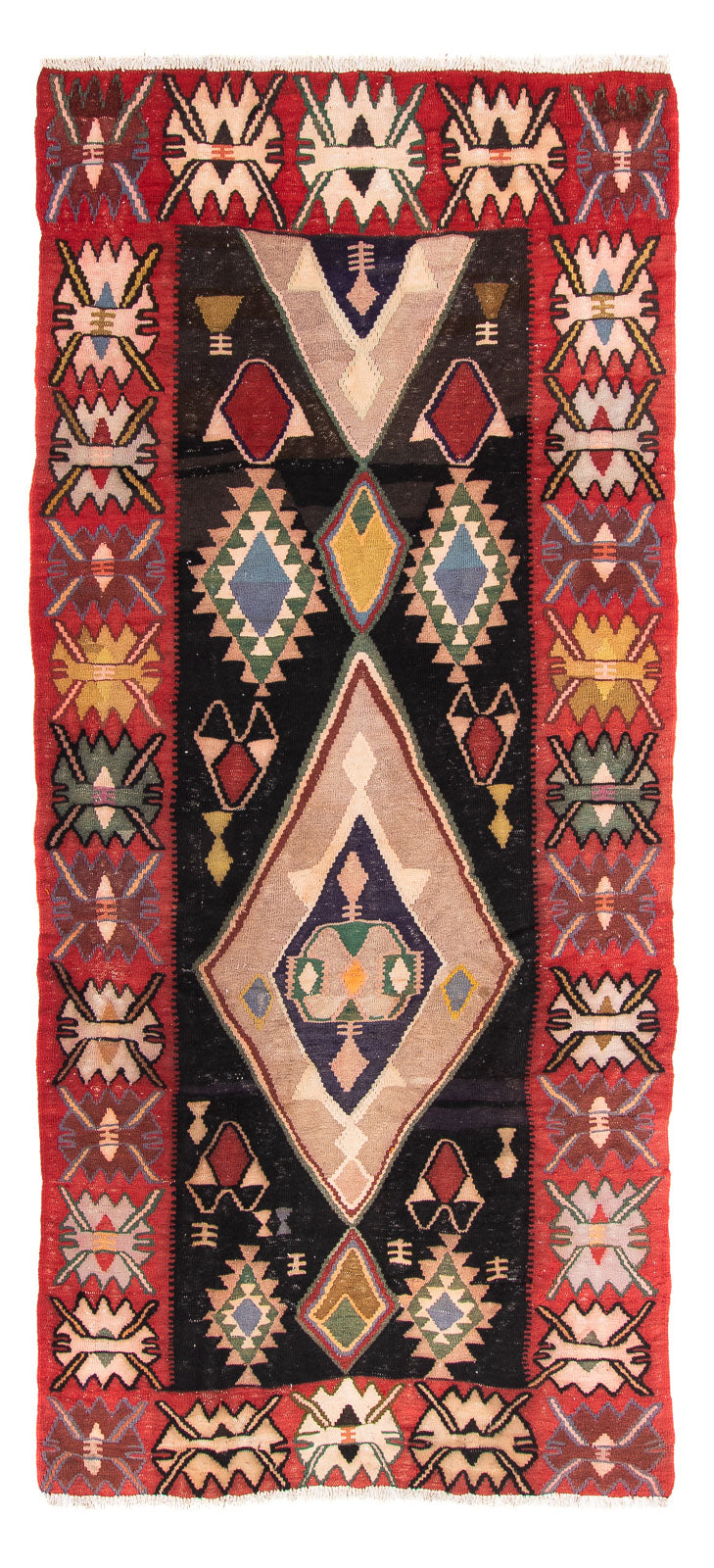Alfombra de pasillo Alfombra Kelim - Antigua - 300 x 150 cm - multicolor