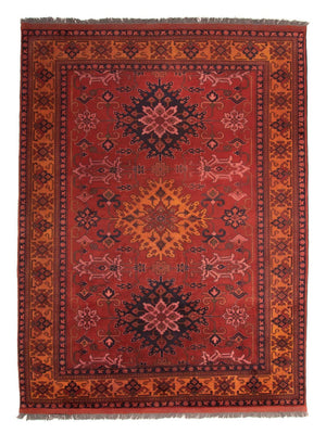 Alfombra afgana - Hatschlu - 313 x 210 cm - rojo oscuro