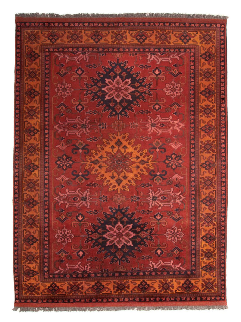 Alfombra afgana - Hatschlu - 313 x 210 cm - rojo oscuro