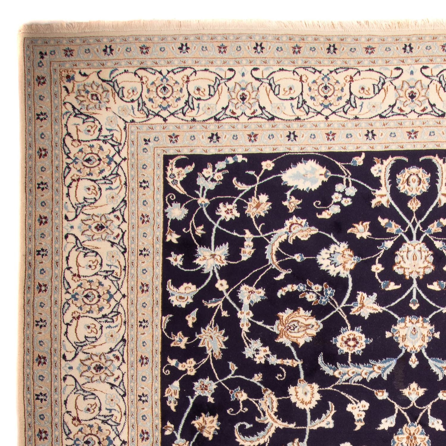 Alfombra Persa - Nain - Real - 383 x 286 cm - azul oscuro