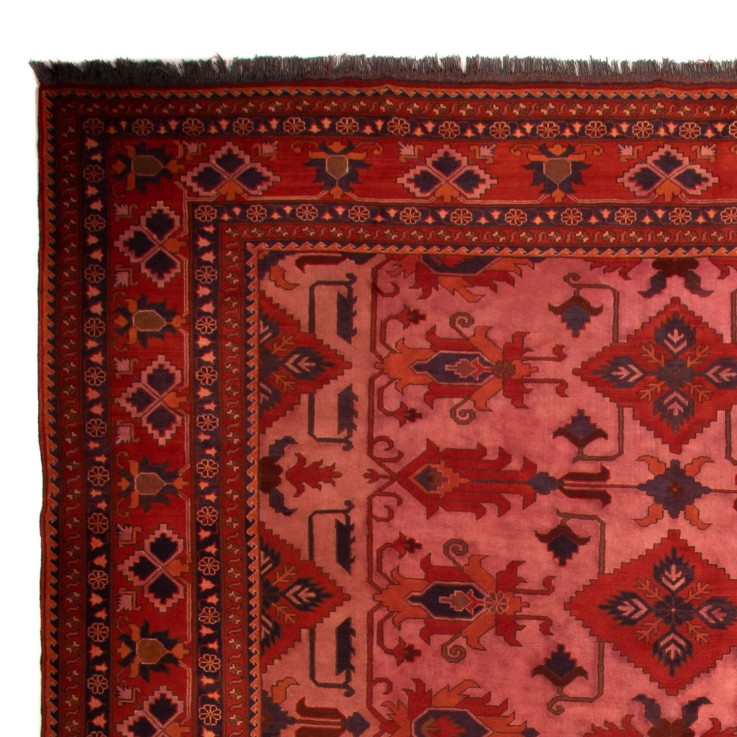 Alfombra afgana - Hatschlu - 396 x 306 cm - rojo oscuro