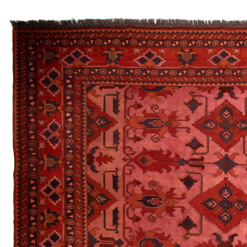 Alfombra afgana - Hatschlu - 396 x 306 cm - rojo oscuro