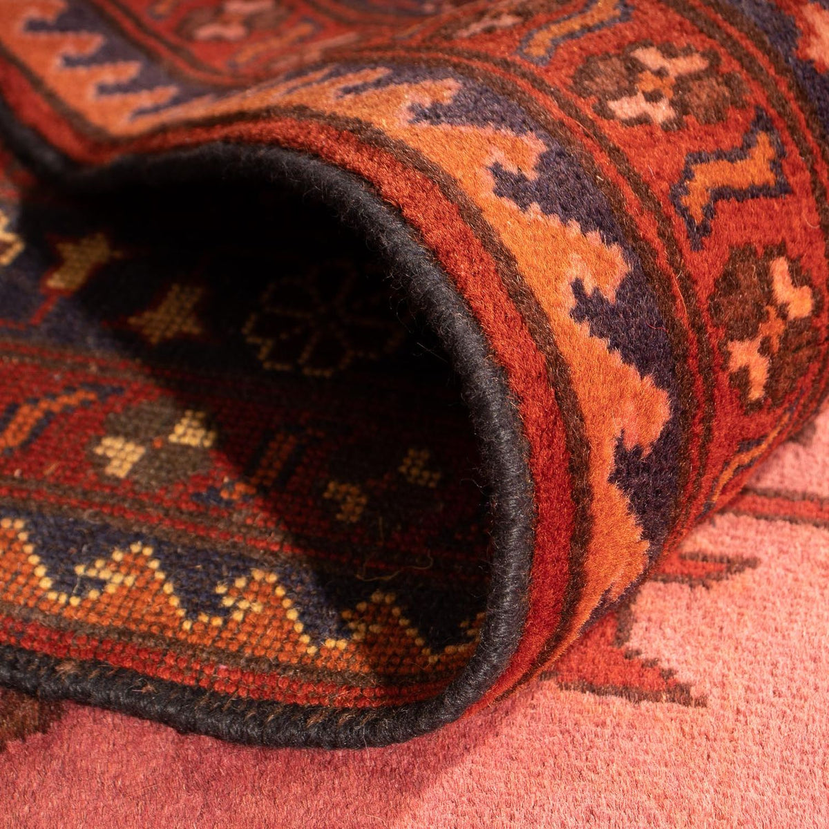 Alfombra afgana - Hatschlu - 396 x 306 cm - rojo oscuro