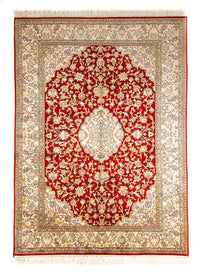 Alfombra de seda - Seda de Cachemira - 186 x 129 cm - rojo