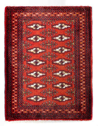 Alfombra Turkaman - 88 x 67 cm - rojo oscuro