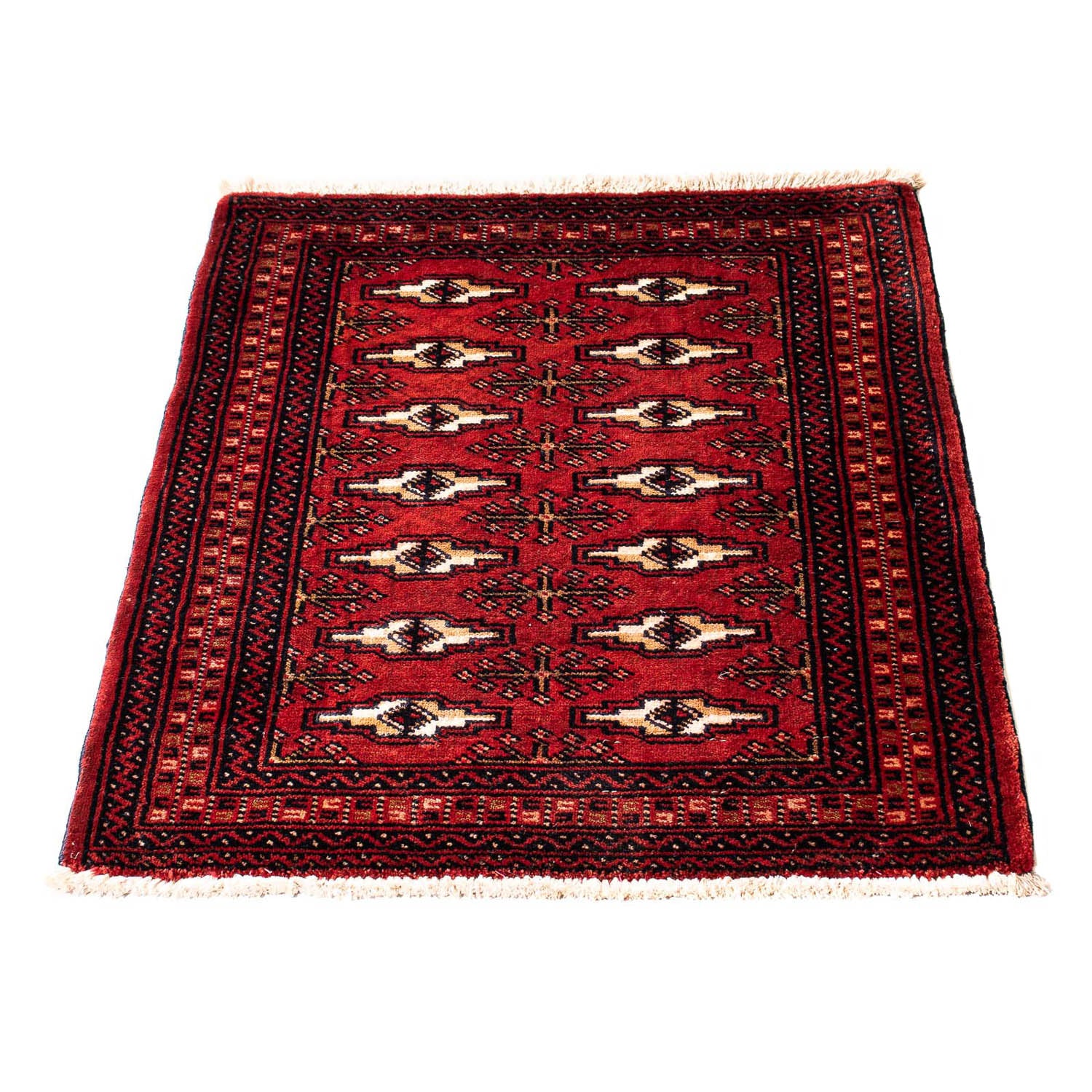 Alfombra Turkaman - 88 x 67 cm - rojo oscuro