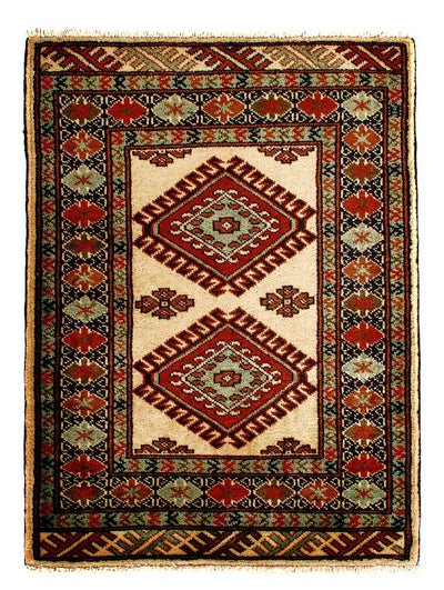 Alfombra Turkaman 67x94cm - Alfombra oriental - beige