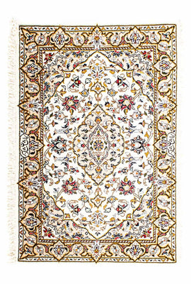 Alfombra persa - Keshan - 100 x 69 cm - beige