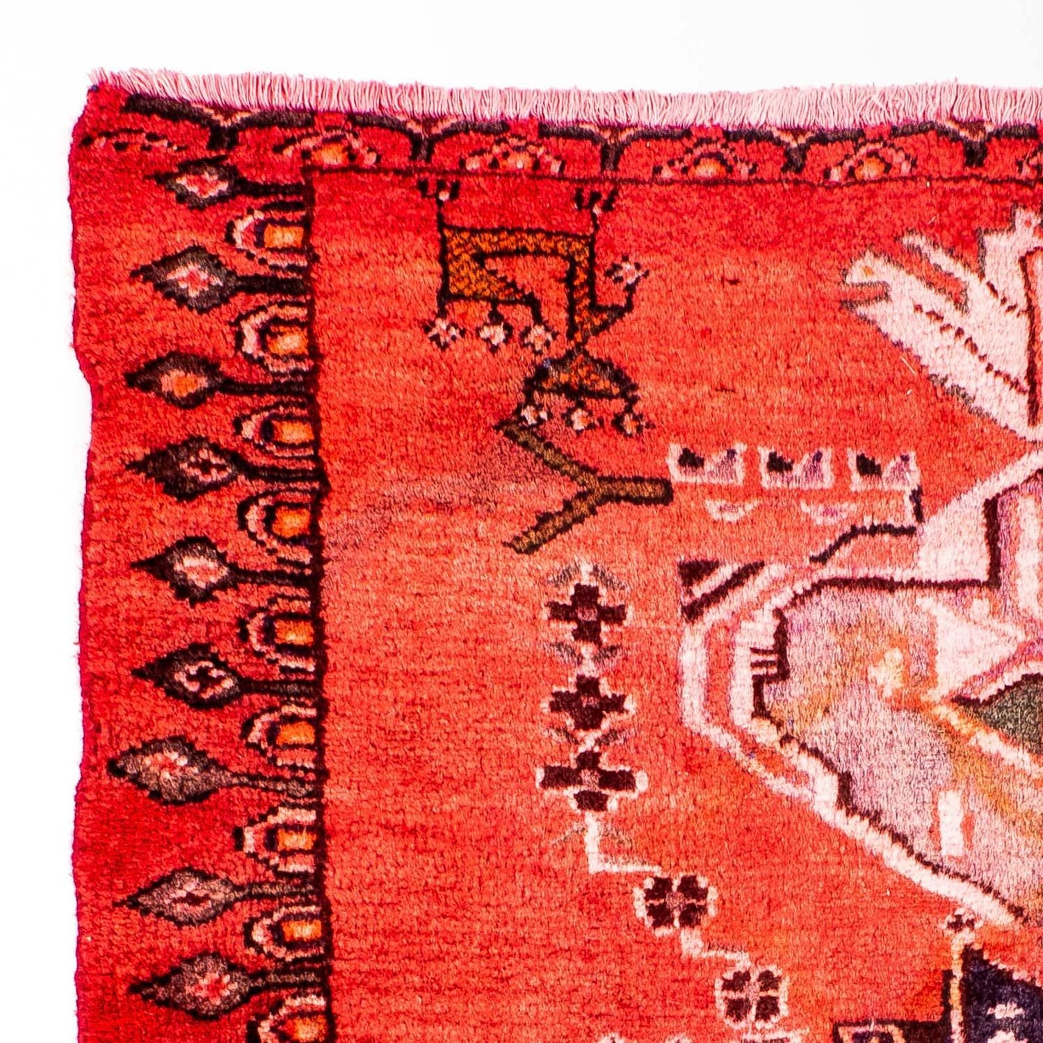 Alfombra persa - Keshan cuadrado  - 107 x 96 cm - rojo claro