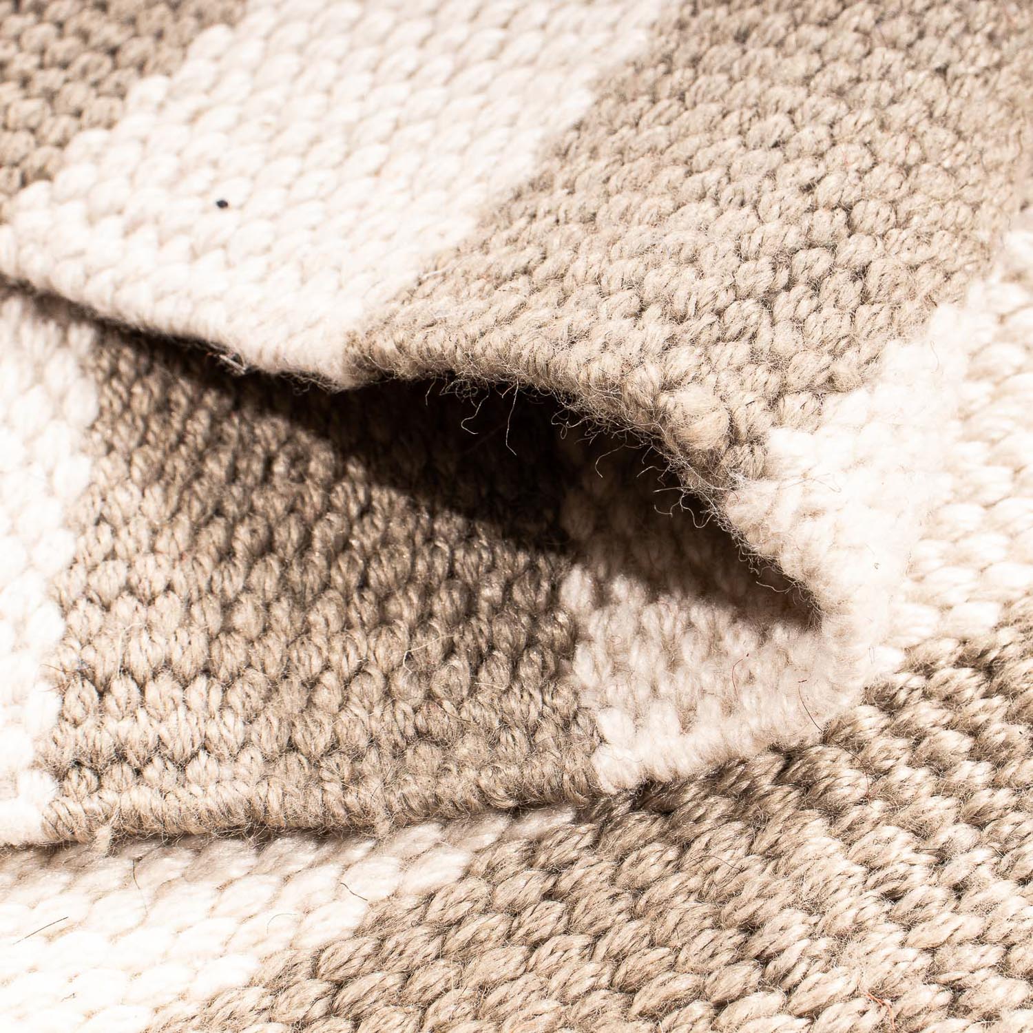 Alfombra Kelim - Tendencia cuadrado  - 68 x 64 cm - beige