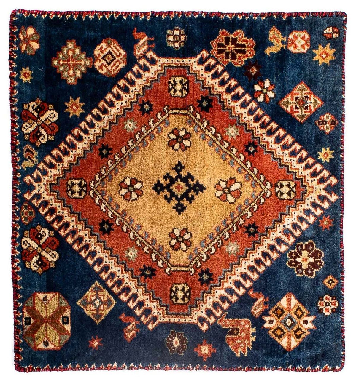 Alfombra persa - Nómada cuadrado  - 70 x 68 cm - azul oscuro