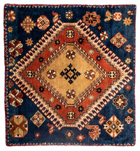 Alfombra persa - Nómada cuadrado  - 70 x 68 cm - azul oscuro