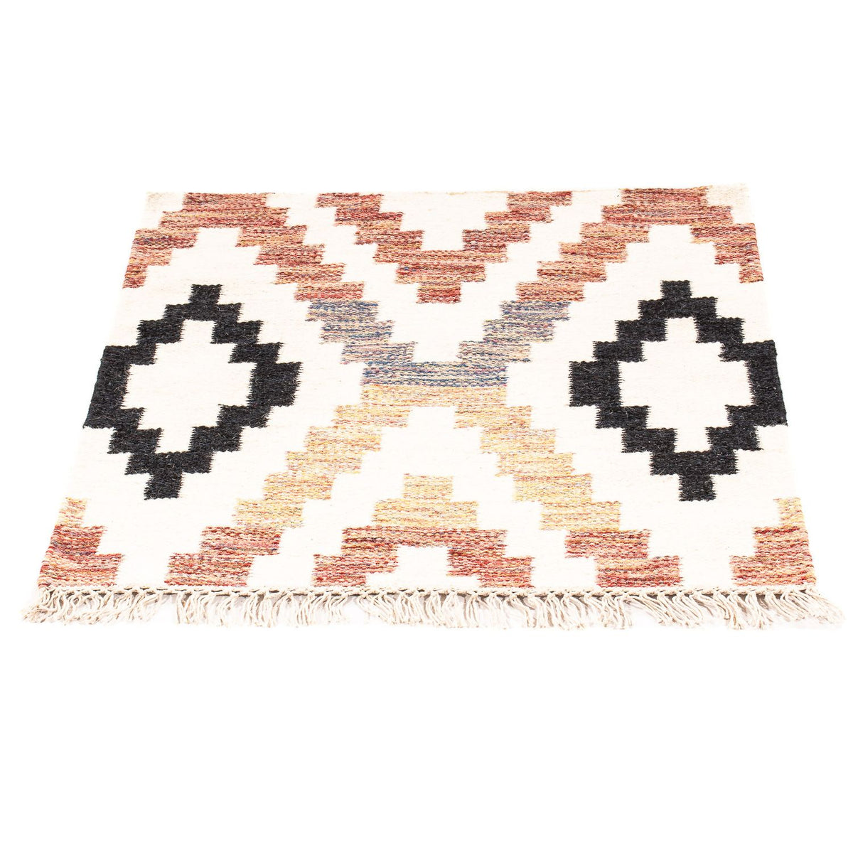 Alfombra Kelim - Tendencia cuadrado  - 69 x 67 cm - beige