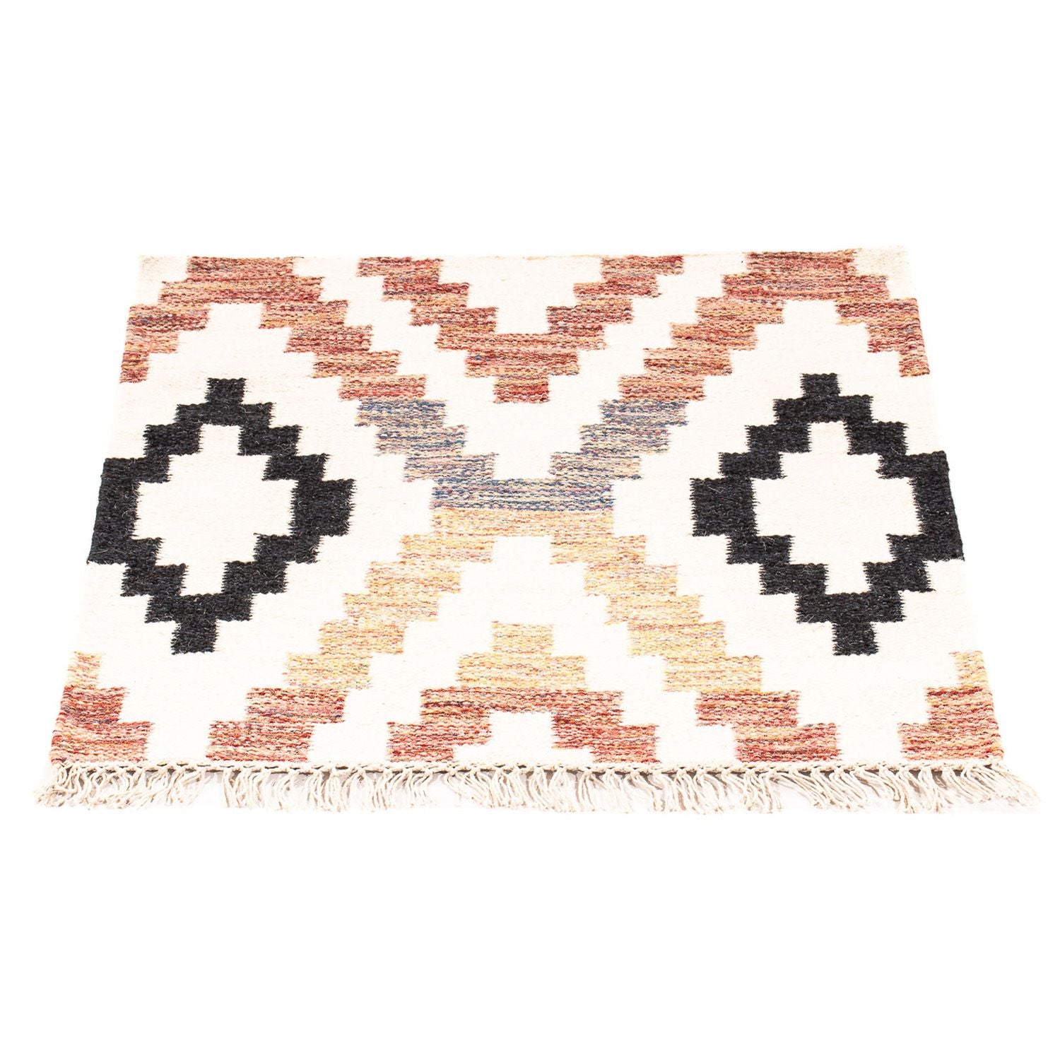 Alfombra Kelim - Tendencia cuadrado  - 69 x 67 cm - beige