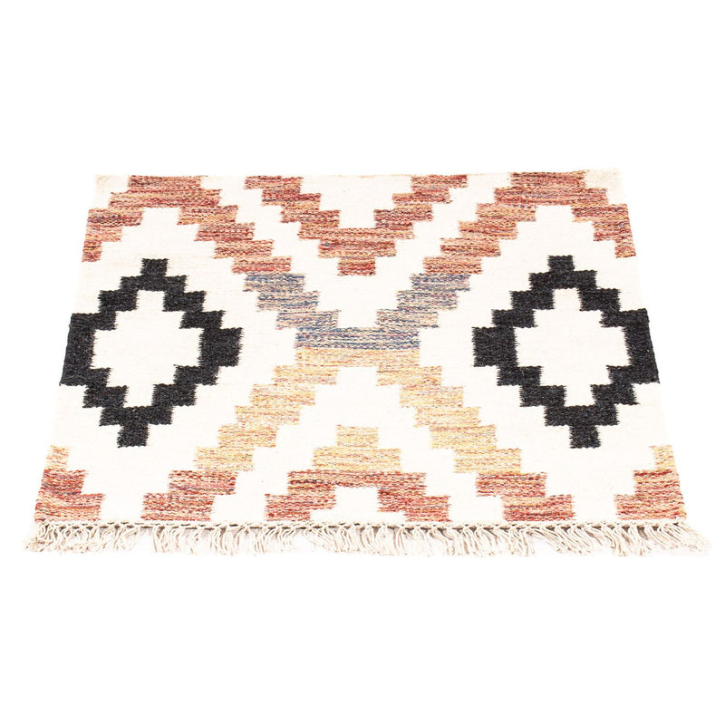 Alfombra Kelim - Tendencia cuadrado  - 69 x 67 cm - beige