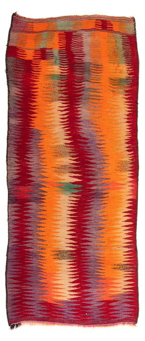 Alfombra de pasillo Alfombra Kelim - Antigua - 265 x 125 cm - multicolor