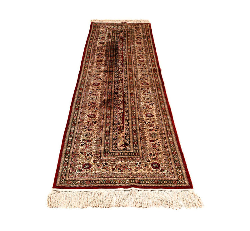 Alfombra de pasillo Alfombra de seda - Seda china - 272 x 71 cm - rojo