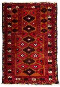 Alfombra Belutsch - 125 x 80 cm - rojo oscuro
