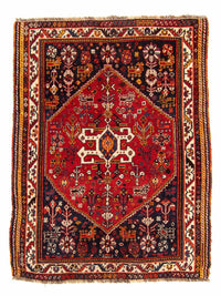 Alfombra persa - Nómada - 142 x 115 cm - rojo oscuro