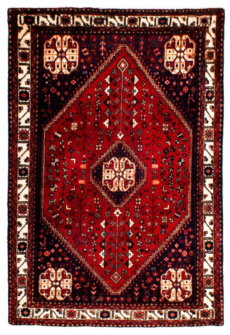 Alfombra persa - Nómada - 144 x 98 cm - rojo oscuro