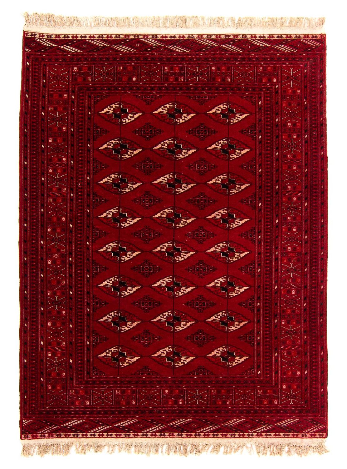 Alfombra Turkaman - 190 x 146 cm - rojo oscuro