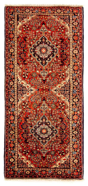 Alfombra de pasillo Alfombra persa - Bidjar - 207 x 77 cm - rojo claro
