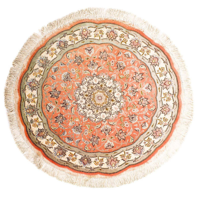 Alfombra Persa - Tabriz - Real redondo  - 102 x 102 cm - rojo claro