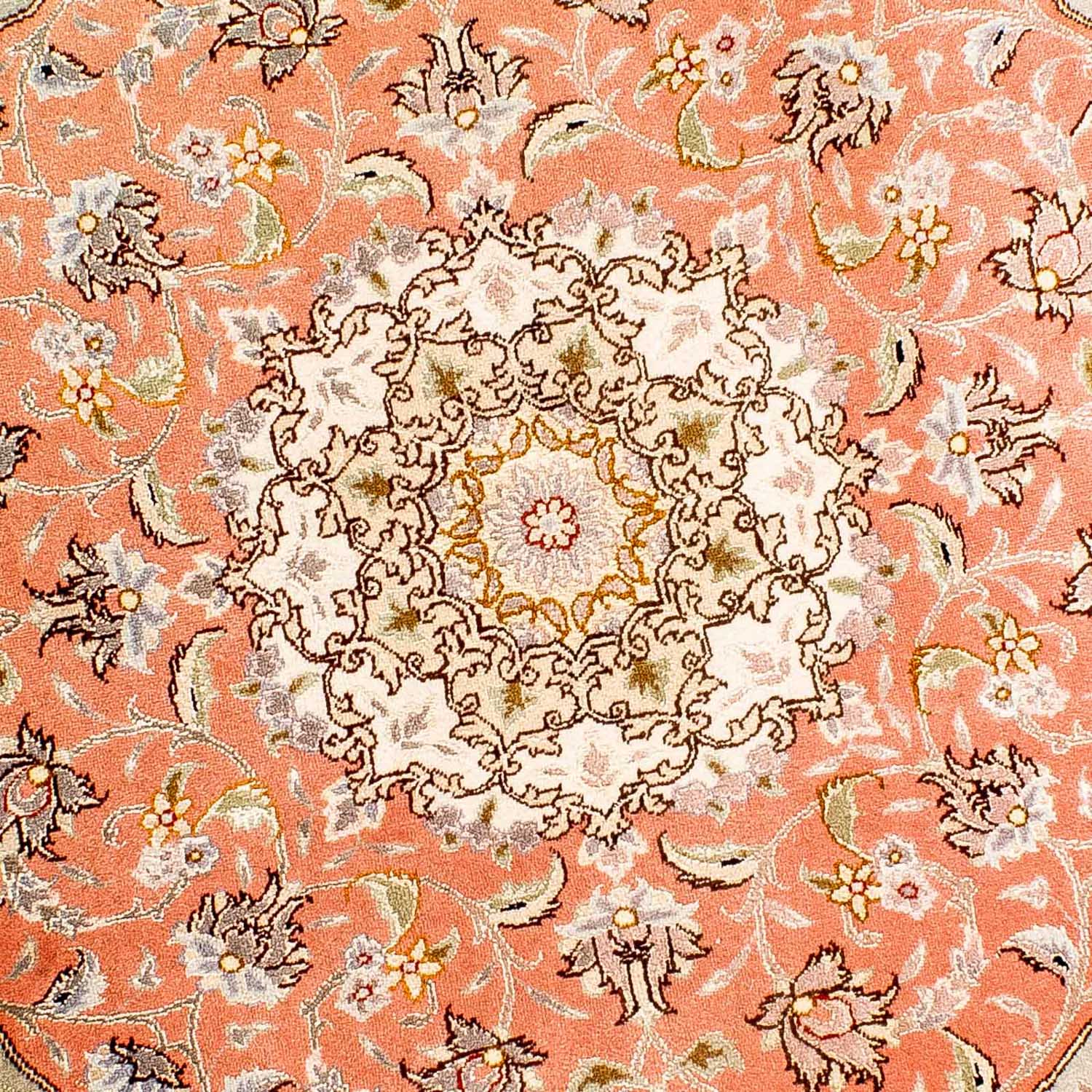 Alfombra Persa - Tabriz - Real redondo  - 102 x 102 cm - rojo claro