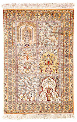 Alfombra de seda - Seda de Cachemira - 98 x 60 cm - beige