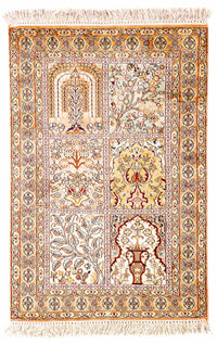 Alfombra de seda - Seda de Cachemira - 98 x 60 cm - beige