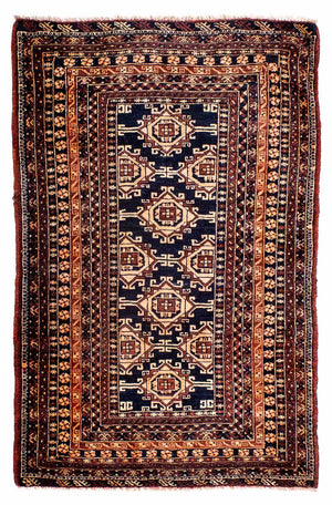 Alfombra afgana - 140 x 94 cm - azul oscuro