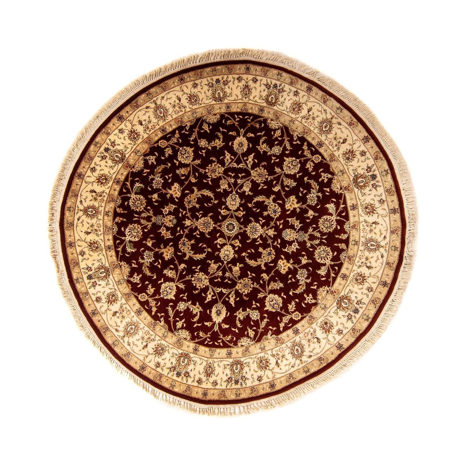 Alfombra Persa - Tabriz - Real redondo  - 204 x 204 cm - rojo oscuro