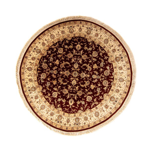 Alfombra Persa - Tabriz - Real redondo  - 204 x 204 cm - rojo oscuro