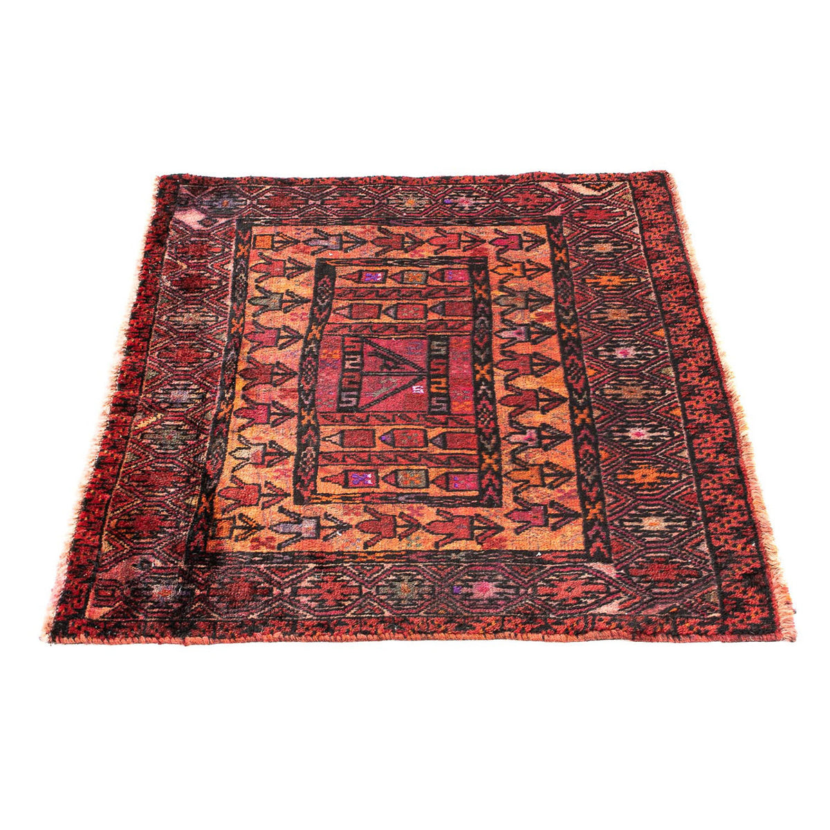 Alfombra persa - Nómada - 90 x 72 cm - rojo oscuro