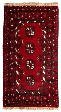 Alfombra afgana - Filpa - 90 x 60 cm - rojo oscuro