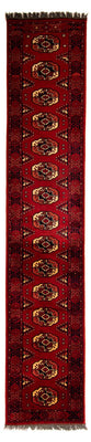 Alfombra de pasillo Alfombra afgana - 356 x 82 cm - rojo oscuro