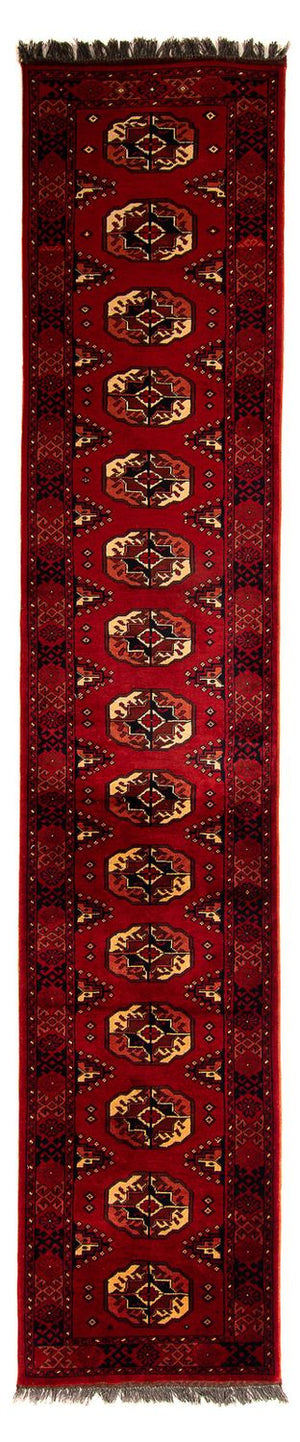 Alfombra de pasillo Alfombra afgana - 356 x 82 cm - rojo oscuro