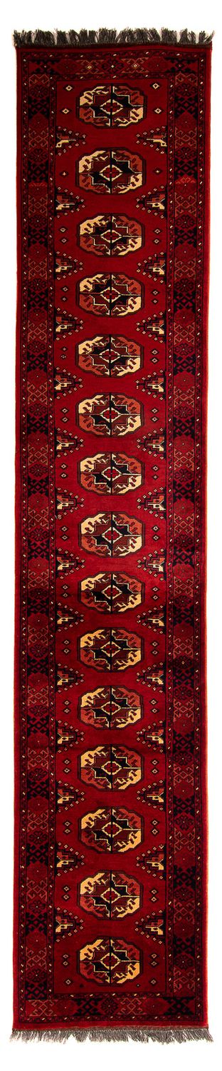 Alfombra de pasillo Alfombra afgana - 356 x 82 cm - rojo oscuro