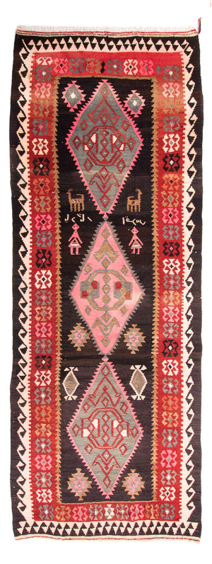 Alfombra de pasillo Alfombra Kelim - Antigua - 360 x 145 cm - multicolor