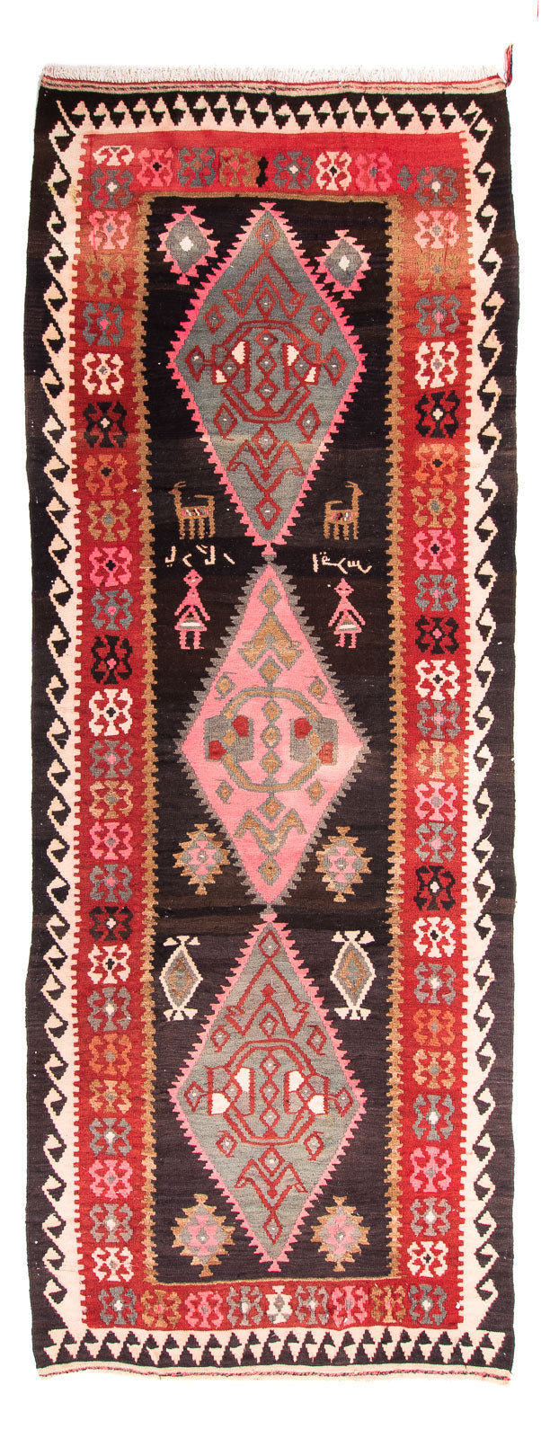 Alfombra de pasillo Alfombra Kelim - Antigua - 360 x 145 cm - multicolor