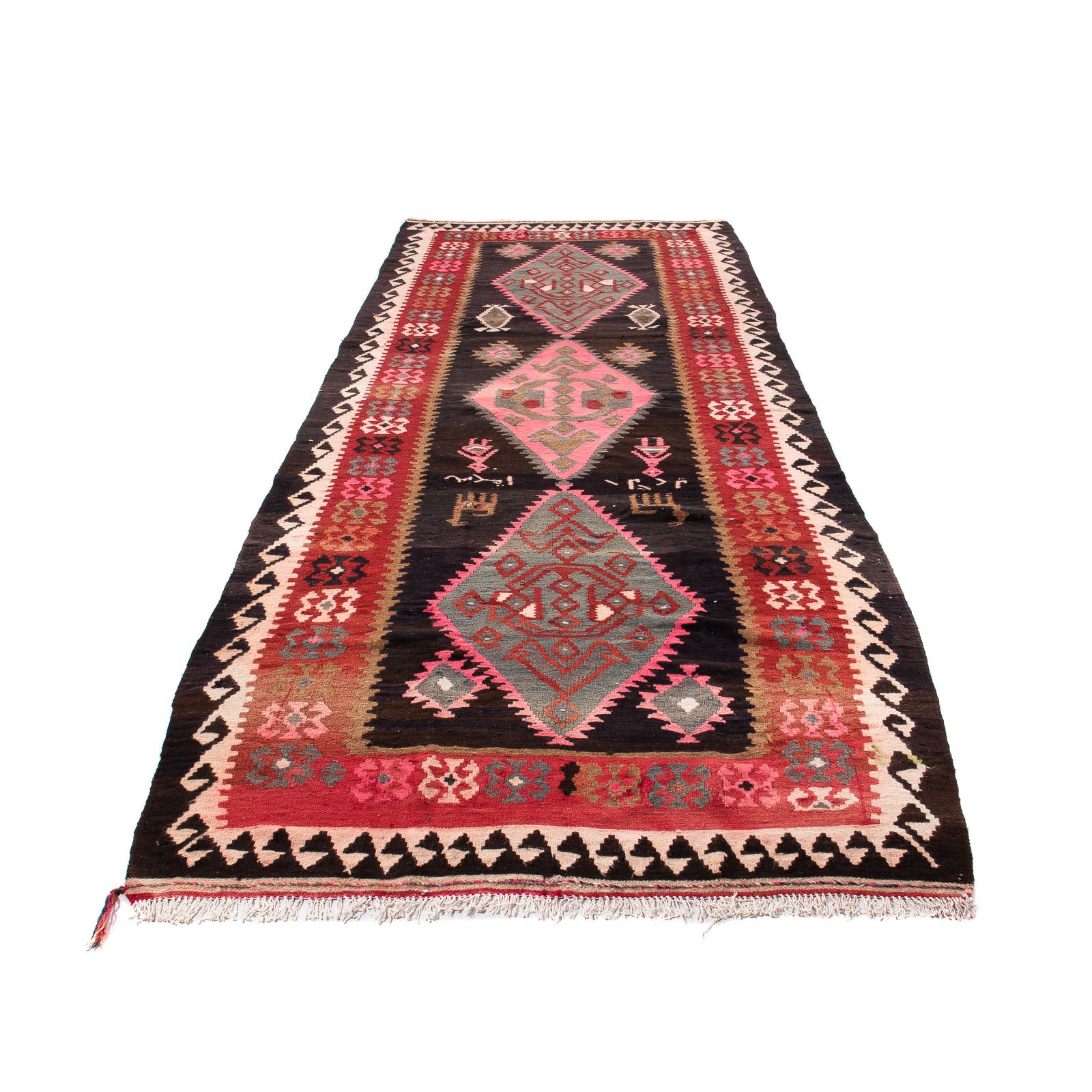 Alfombra de pasillo Alfombra Kelim - Antigua - 360 x 145 cm - multicolor