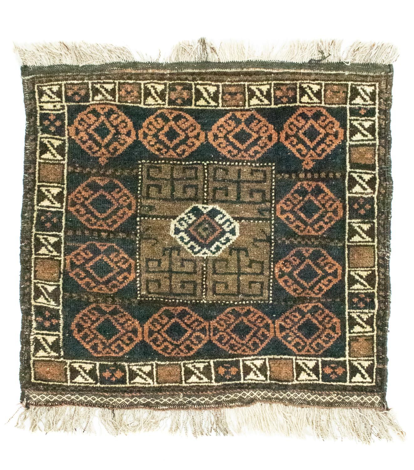 Alfombra afgana cuadrado  - 66 x 64 cm - azul