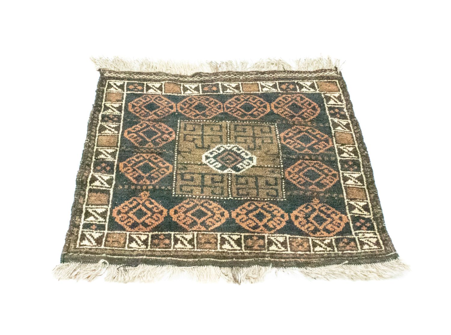 Alfombra afgana cuadrado  - 66 x 64 cm - azul