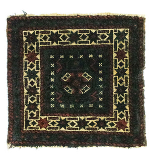 Alfombra afgana cuadrado  - 35 x 33 cm - azul