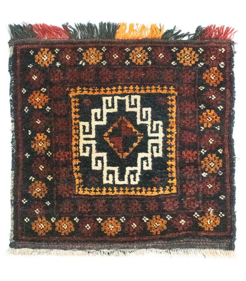 Alfombra afgana cuadrado  - 45 x 42 cm - azul