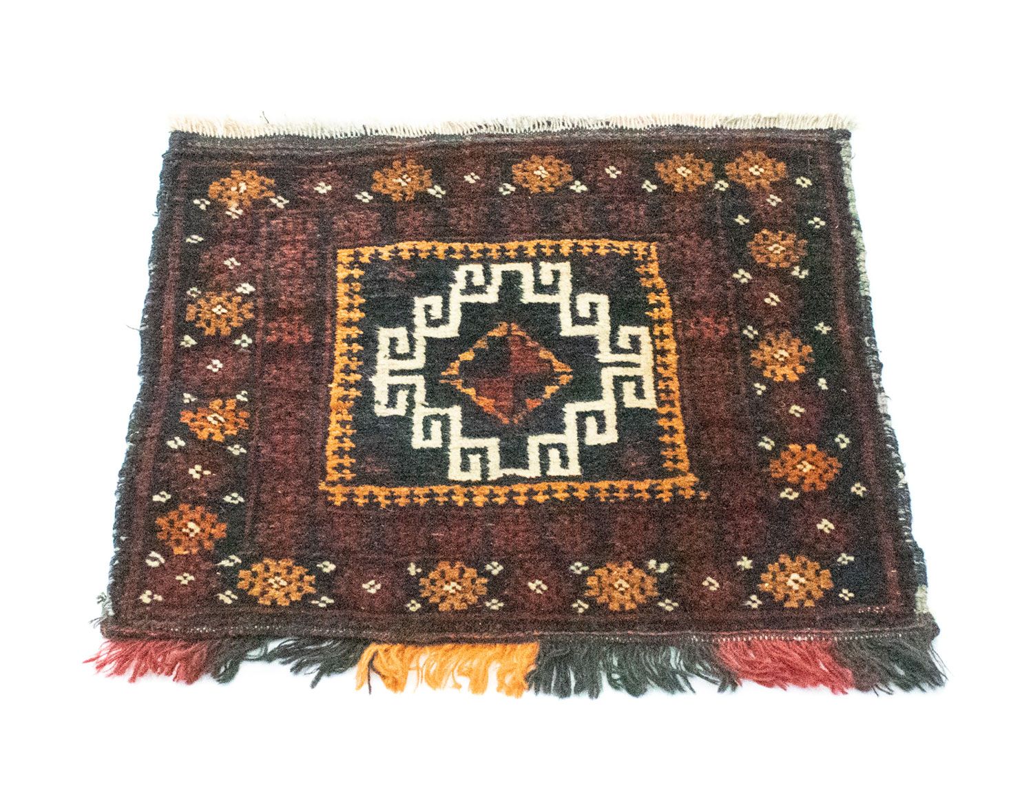 Alfombra afgana cuadrado  - 45 x 42 cm - azul
